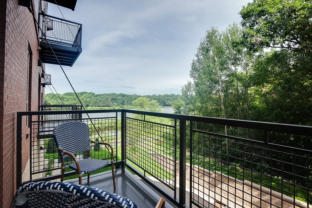 patio with views of nature at Lake Jonathan Flats, Chaska, MN