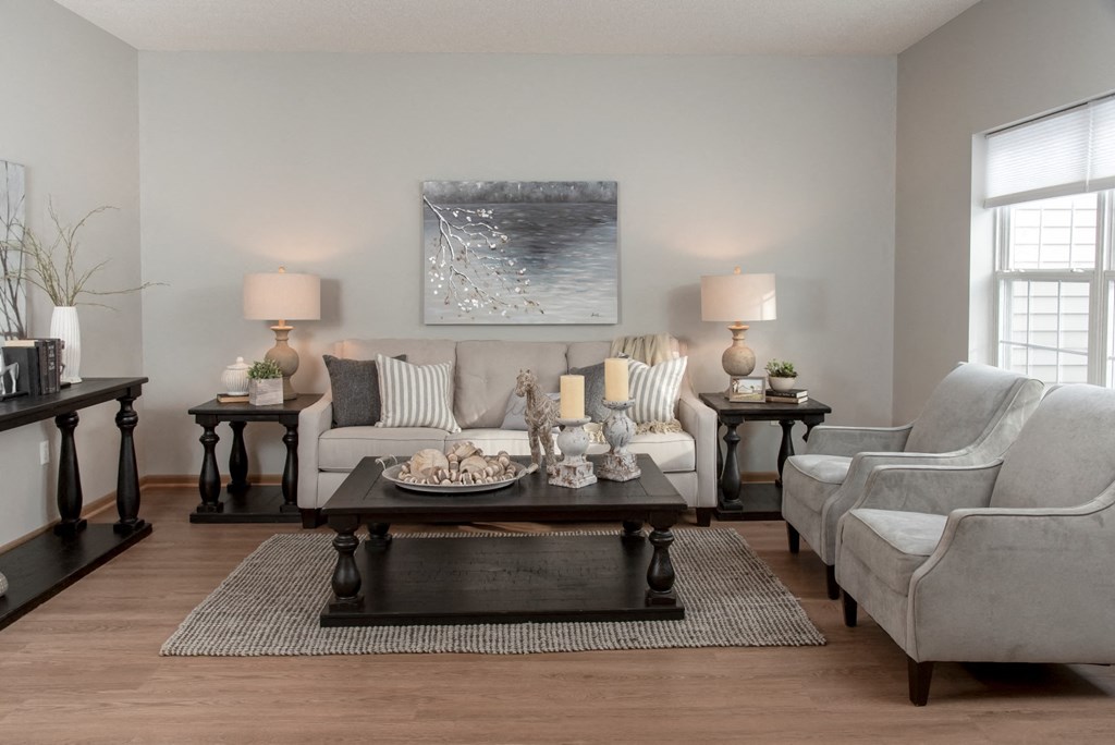 living room with neutral paint