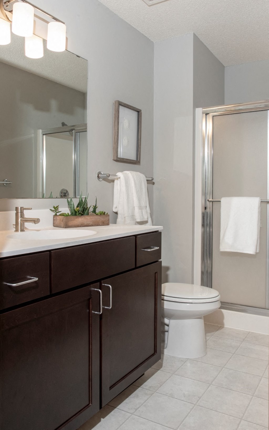 updated bathroom with standing shower