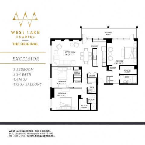 Excelsior Floor Plan at The Original at West Lake Quarter, Minnesota, 55416
