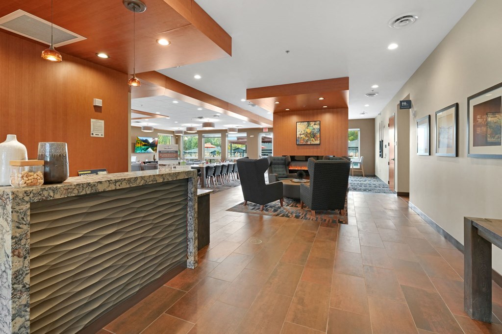 a view of the lobby at homewood suites by hilton houston stafford sugar