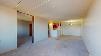 Phalen 2 bedroom 1 bath - view from living room looking at bedroom, dining and kitchen