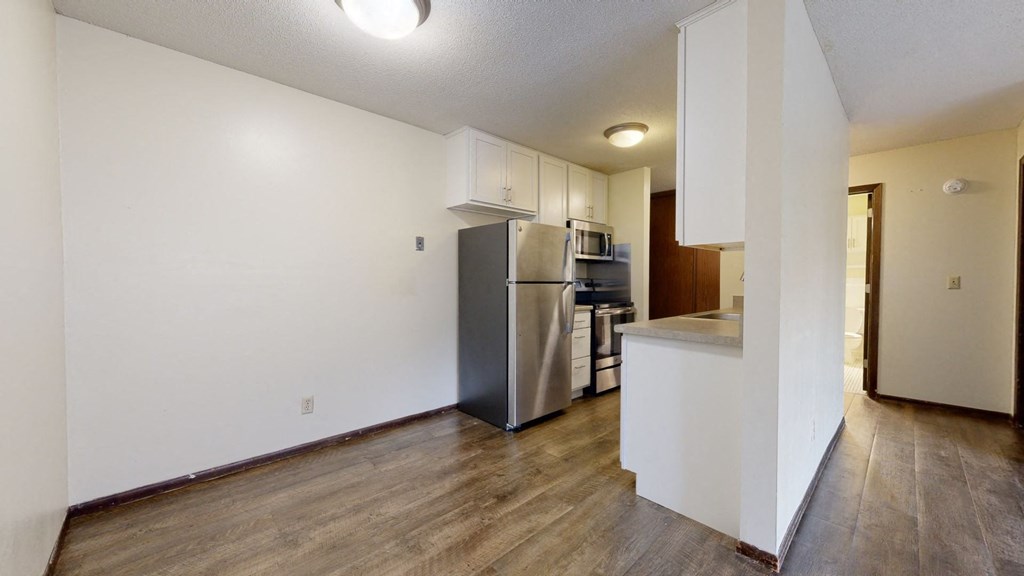 a kitchen and dining room