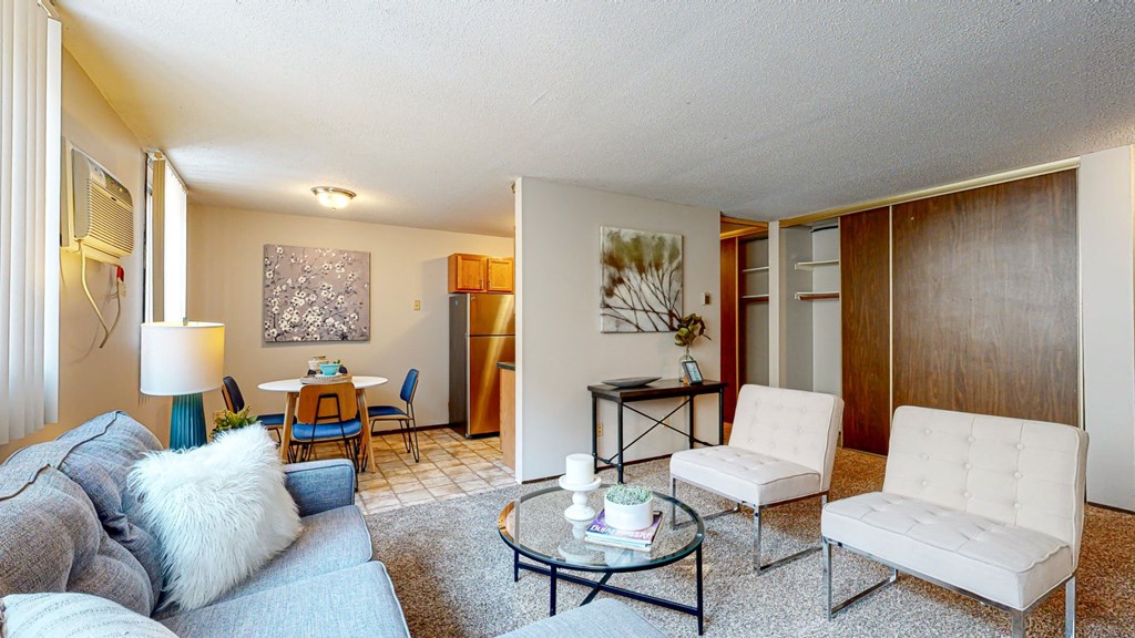 a living room with a couch and a chair