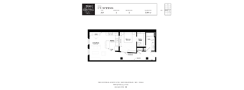 One Bed One Bath Curtiss Floorplan  at 700 Central Apartments, Minnesota, 55414