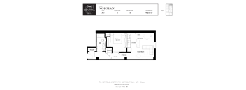 One Bed One Bath Norman Floorplan  at 700 Central Apartments, Minneapolis, MN