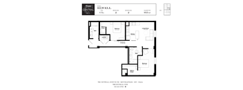 Two Bed Two Bath Elwell Floorplan  at 700 Central Apartments, Minneapolis, MN