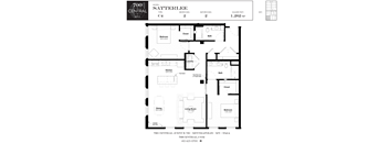 Two Bed Two Bath Satterlee Floorplan  at 700 Central Apartments, Minneapolis, 55414