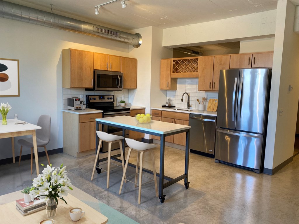 View Of Bright Kitchen at 700 Central Apartments, Minneapolis, 55414