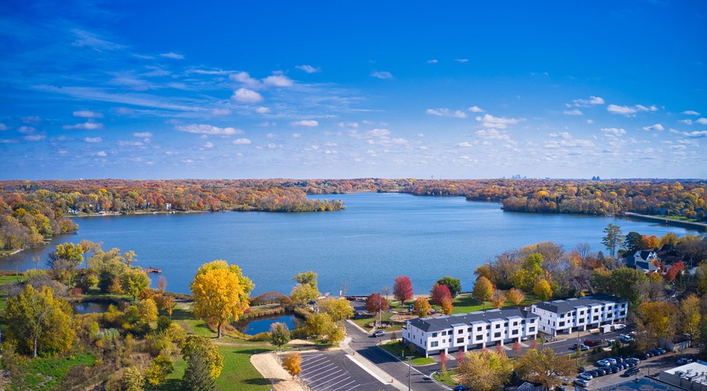 an aerial view of long lake mn