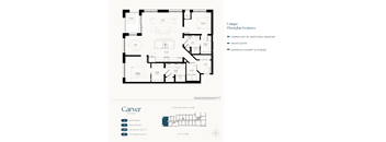 A floor plan of a two bedroom apartment with a detailed description of the interior and exterior square footage.