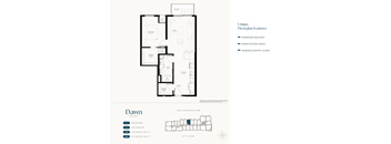 A floor plan of a house with a lake view and a city view.