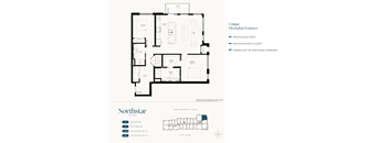 A floor plan for a property called Northstar shows a layout with a bedroom, bathroom, and other rooms.