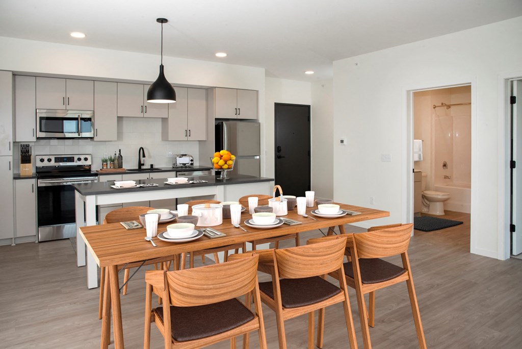 Dining Room and Kitchen View at The Hill Apartments, Saint Paul, MN, 55103