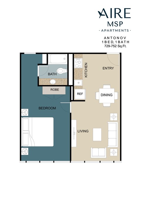 Antonov Floor Plan at AIRE MSP Apartments, Minnesota, 55425