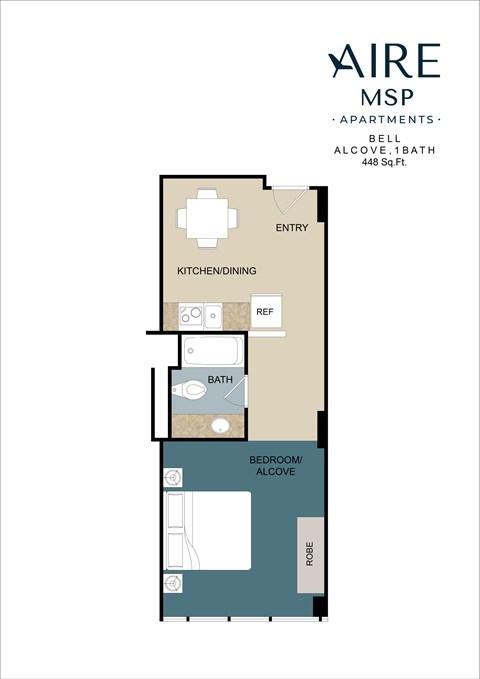 Bell Floor Plan at AIRE MSP Apartments, Bloomington, MN
