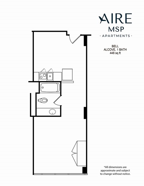AireMSP_Bell_alcove-448sf Floor planat Aire MSP Apartments, Bloomington, 55425