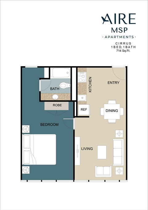 Cirrus Floor Plan at AIRE MSP Apartments, Bloomington, MN, 55425