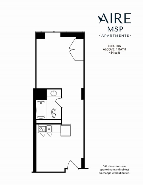 AireMSP_Electra_Alcove-454sf floor plan at Aire MSP Apartments, Minnesota, 55425