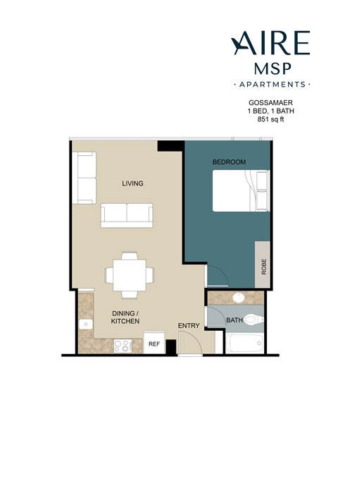 Gossamer Floor Plan at AIRE MSP Apartments, Bloomington