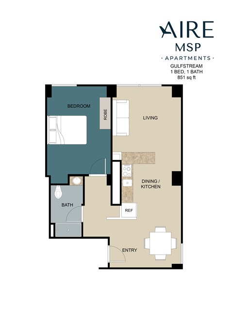 Gulfstream Floor Plan at AIRE MSP Apartments, Bloomington, Minnesota