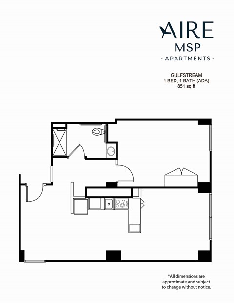 AireMSP_Gulfstream_1br-ADA-851sf floor plan at Aire MSP Apartments, Bloomington