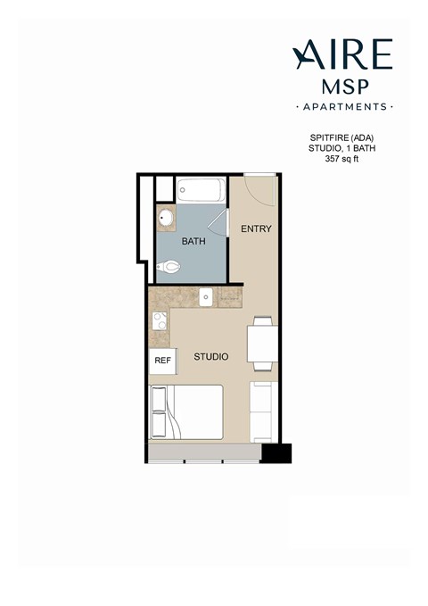 Spitfire Floor Plan at AIRE MSP Apartments, Bloomington, MN, 55425
