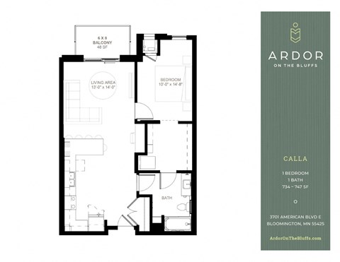 1 bed 1 bath S at Ardor on the Bluffs South Loop Residences Apartments, Minnesota