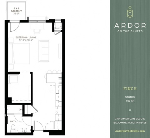 Studio 1 bathroom J at Ardor on the Bluffs South Loop Residences Apartments, Bloomington, Minnesota