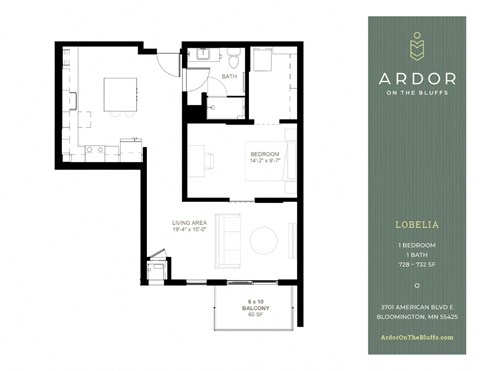 1 bed 1 bath N at Ardor on the Bluffs South Loop Residences Apartments, Bloomington, MN, 55425