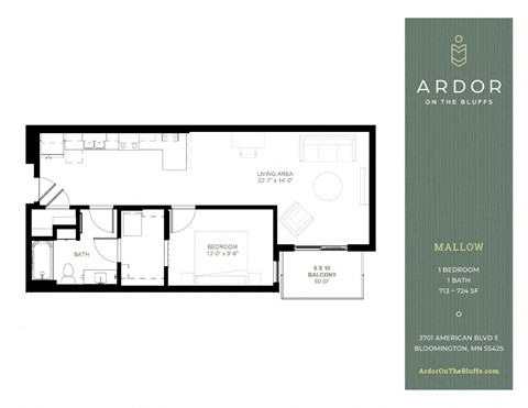 1 bed 1 bath M at Ardor on the Bluffs South Loop Residences Apartments, Minnesota, 55425