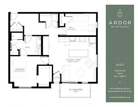 2 bed 1 bath A at Ardor on the Bluffs South Loop Residences Apartments, Bloomington, MN