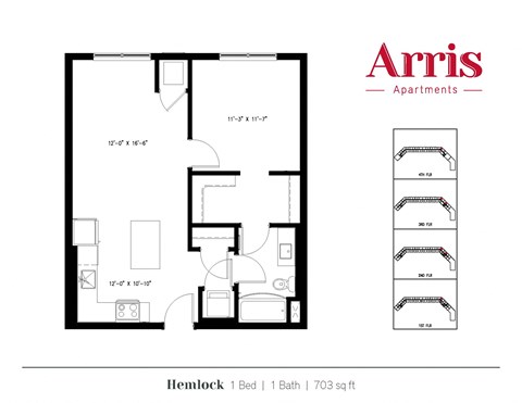 Hemlock Floor Plan at Arris Apartments - Opening August!, Minnesota