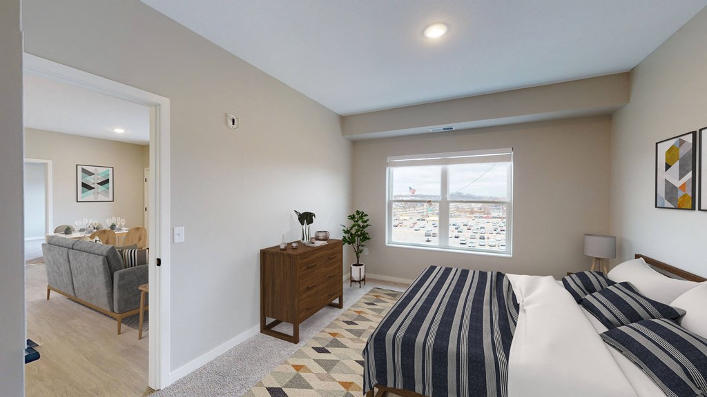 Bedroom With Expansive Windows at Arris Apartments - Now Open!, Lakeville, 55044