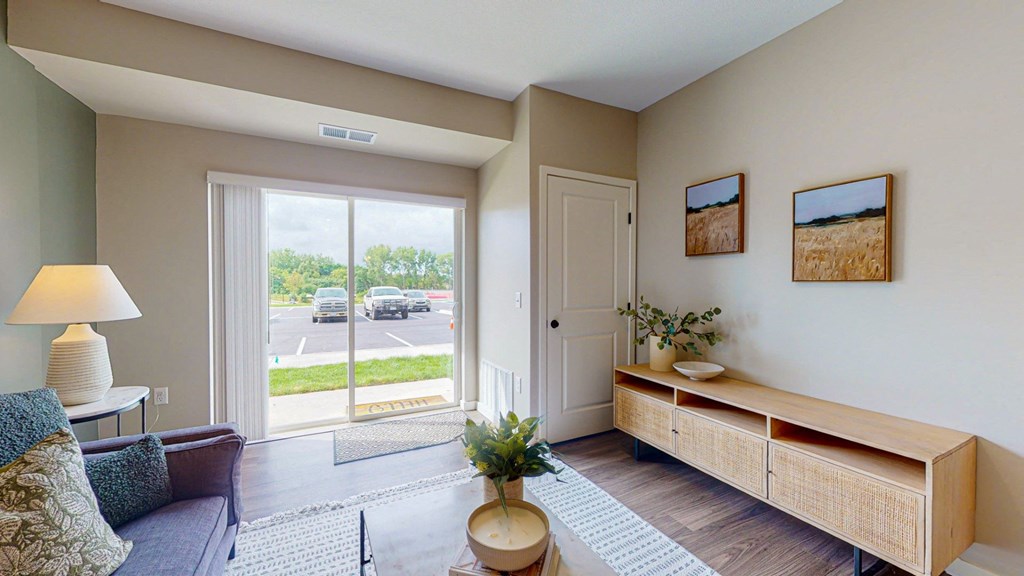 Living Room With Balcony at Arris Apartments - Now Open!, Lakeville, MN, 55044