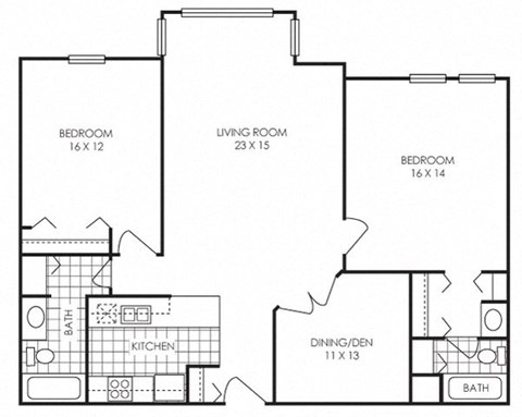 floor plan photo of the hyland two bedroom at audenn apartments in bloomington, mn