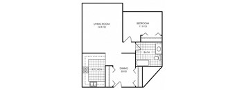 floor plan photo of the maple one bedroom at audenn apartments in bloomington, mn