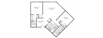 floor plan photo of the reserve two bedroom at audenn apartments in bloomington, mn