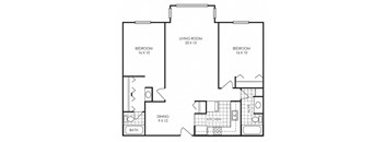 floor plan photo of the two harbors two bedroom at audenn apartments in bloomington, mn