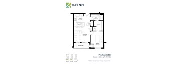 A floor plan for a property named Pinehurst (B3) with an alcove bathroom and dimensions of 751-765.