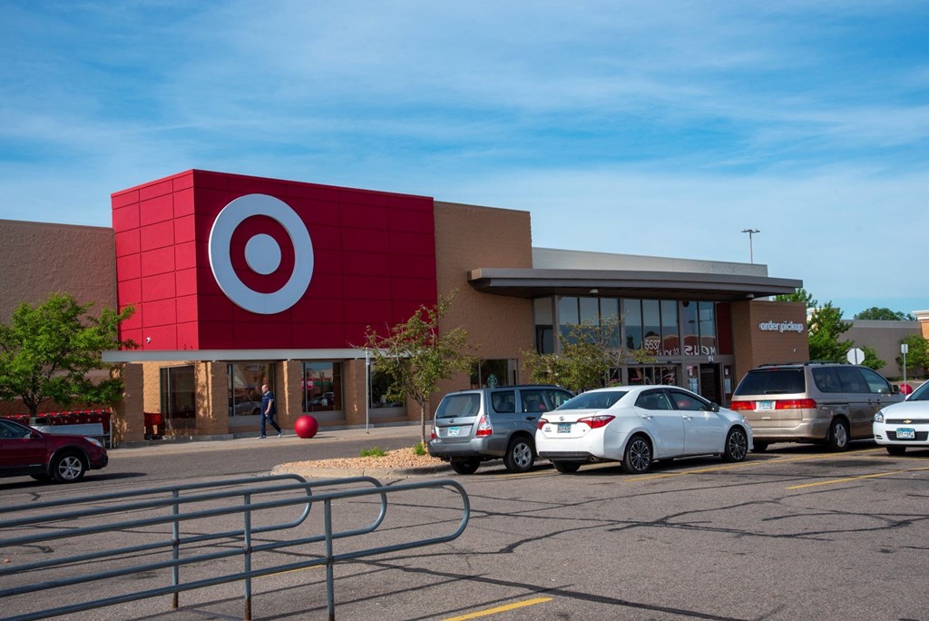 a target store with a parking lot full of cars
