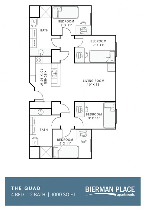 The Quad Floor Plan at Bierman Place, Minnesota, 55414