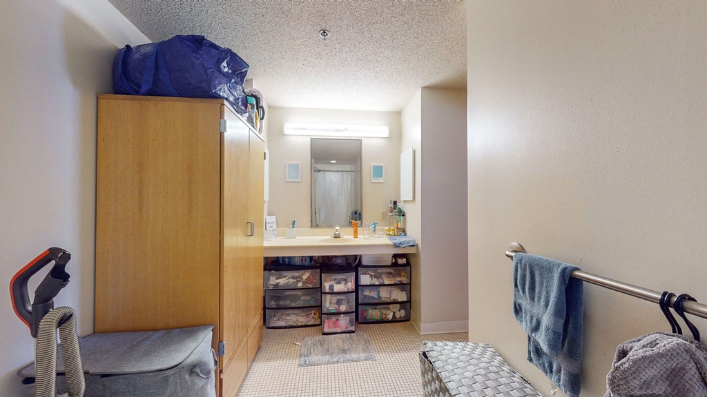 a bathroom with a sink and a cabinet in it