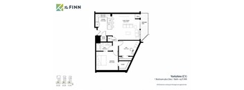 A floor plan for a property in Yorkshire (C1) with one bedroom and a den is shown.