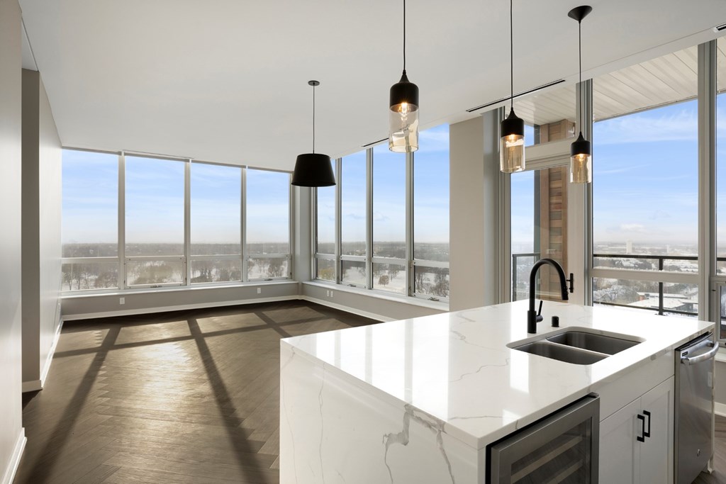 Penthouse living space at Calhoun Towers, Minneapolis, Minnesota