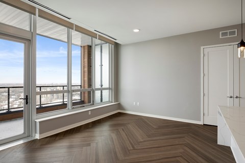 Spacious Living Room With Private Balcony at Calhoun Towers, Minneapolis, MN