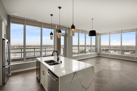 living area kitchen at Calhoun Towers, Minneapolis, Minnesota