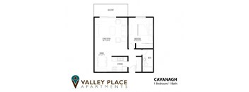 a floor plan of a 1 bedroom apartment