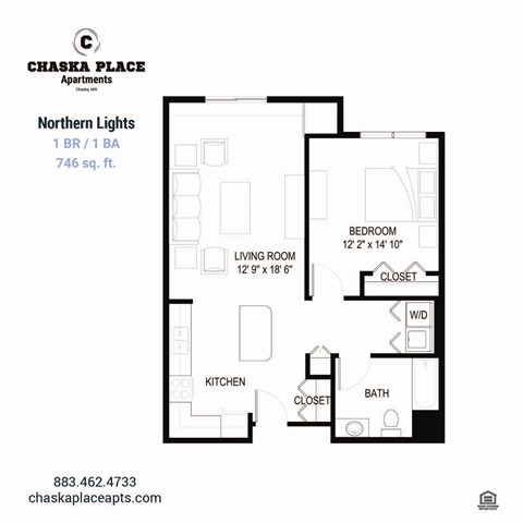 A floor plan for Northern Lights apartment at Chaska Place Apartments.