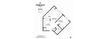 A floor plan for a one bedroom apartment at Chaska Place Apartments.